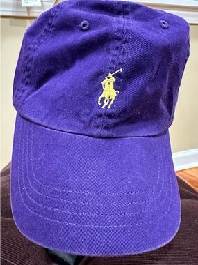 Ralph Lauren Purple Baseball Cap with Yellow Polo Pony